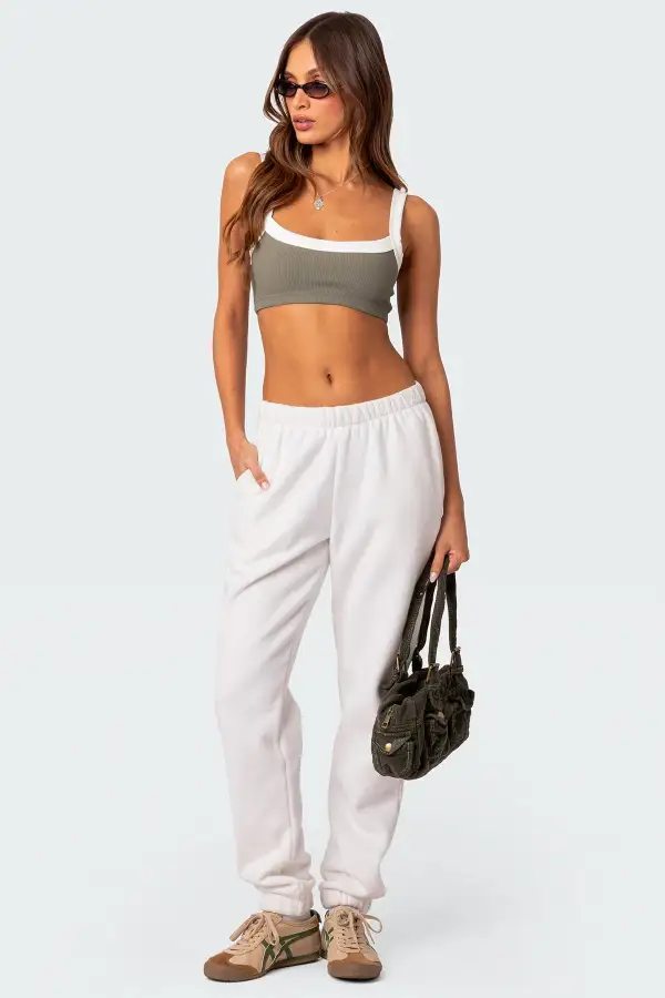 Sariah Contrast Ribbed Crop Top