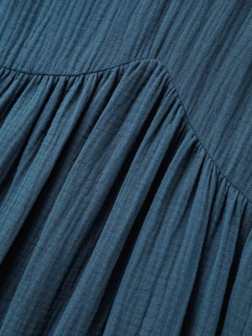 Pure Cotton Lace V-Neck Solid Midi Dress