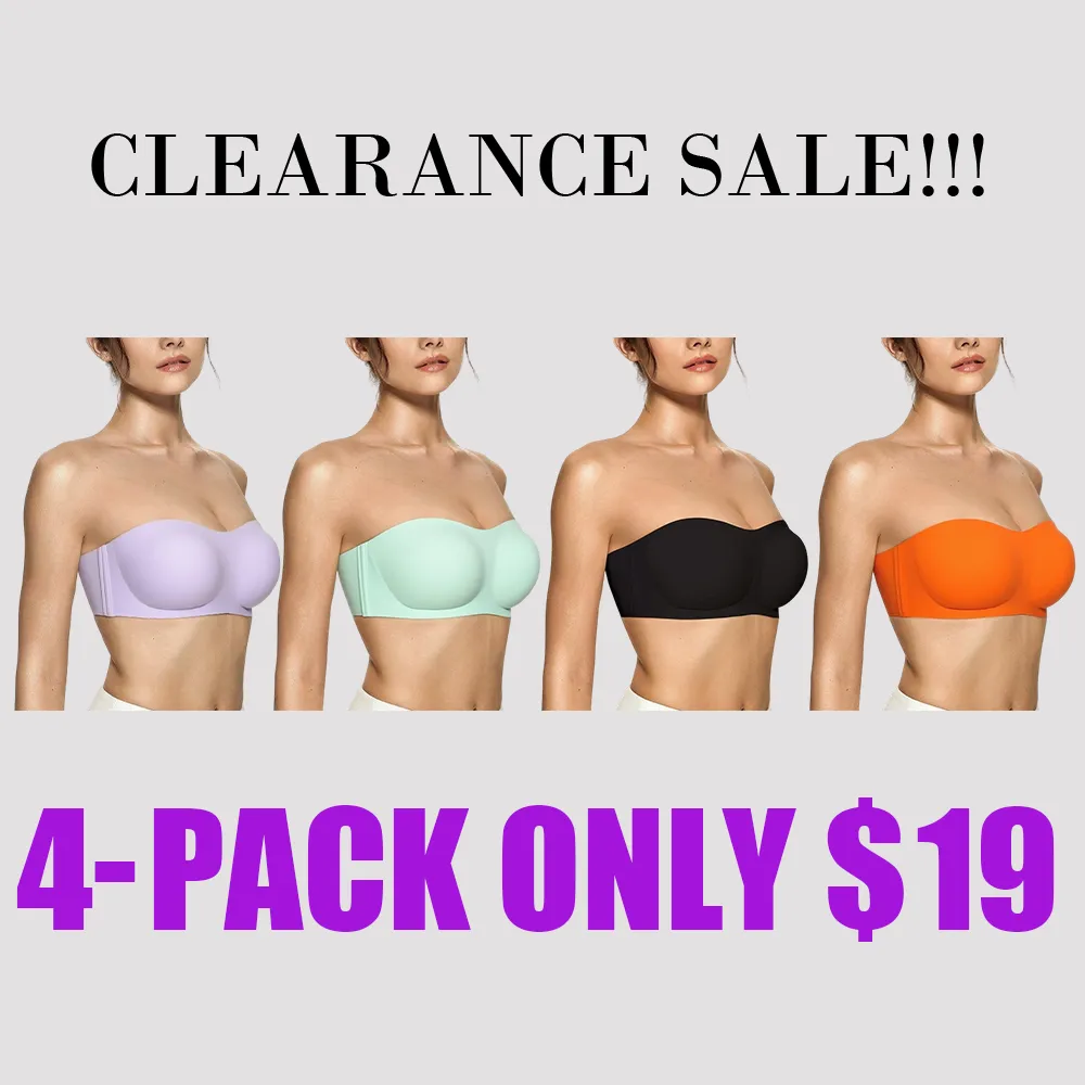 Women's Strapless Bandeau Tube Bra – Wireless, Seamless, Padded, Non-Slip, Comfortable Support for Everyday Wear