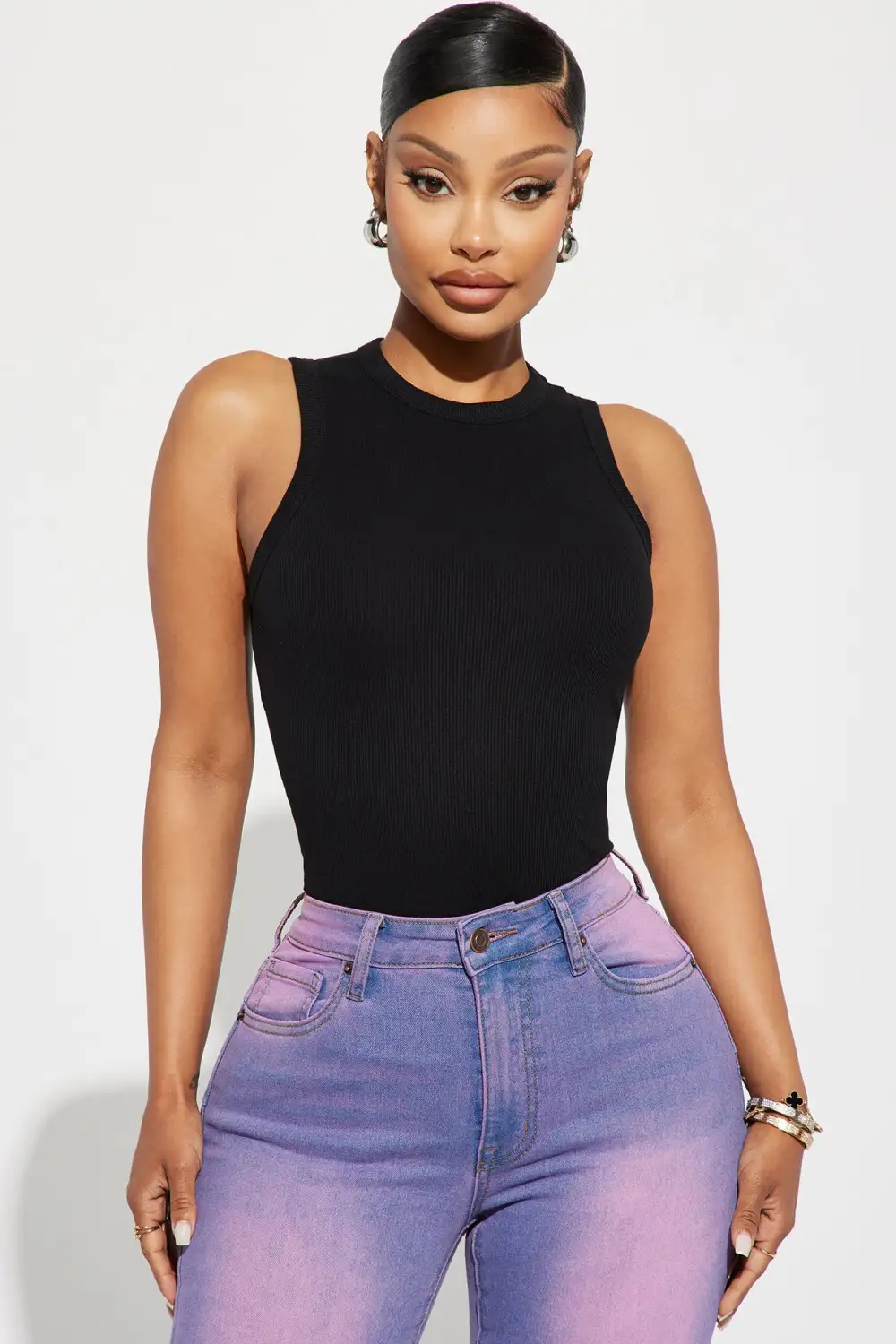 Lily Ribbed Tank - Black