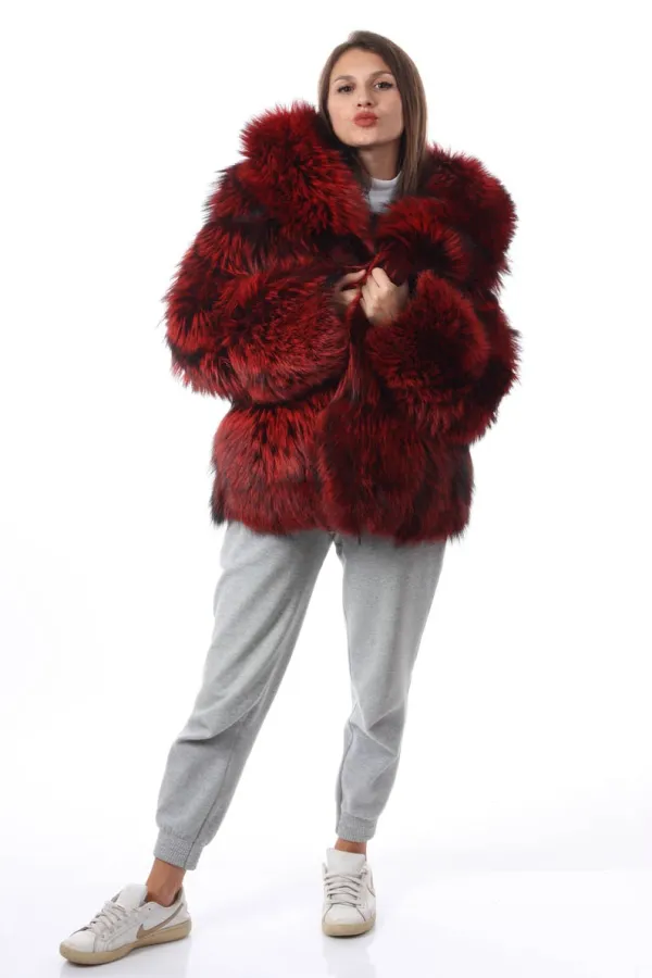 Red Fox Fur Waist Length Jacket