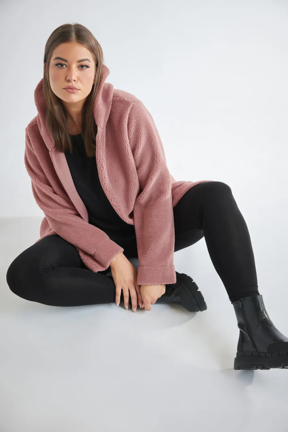YOURS Curve Brown Teddy Hooded Jacket