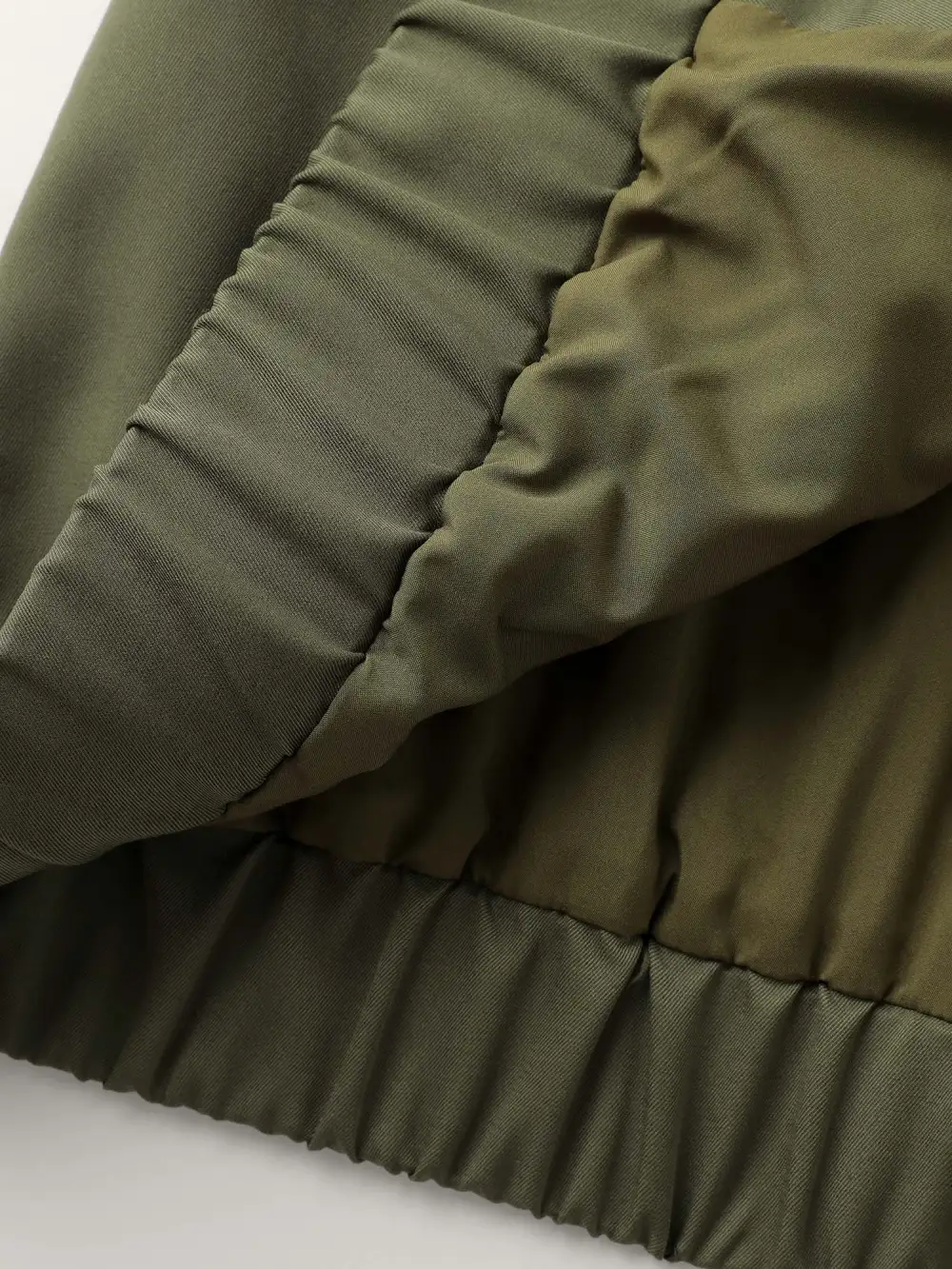 Lined Pockets Shirred Cuffs Zipper Jacket