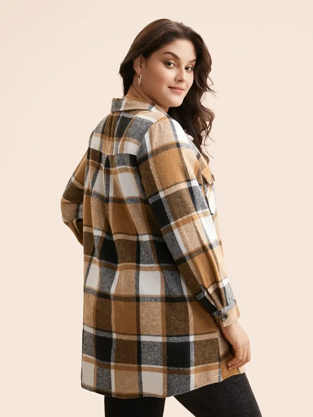 Halloween Plaid Chest Pockets Long Jacket