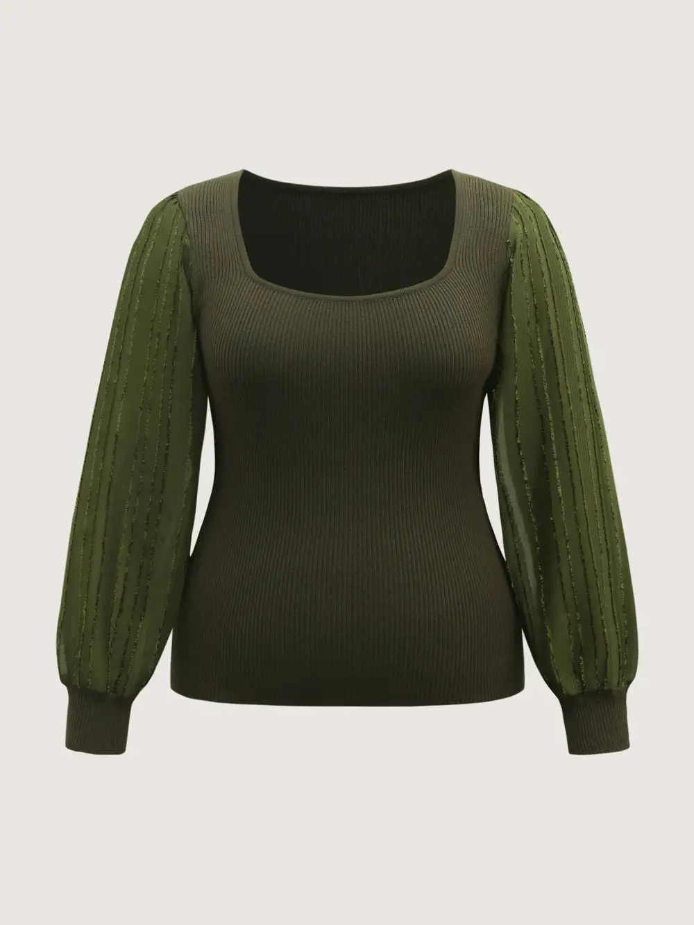 Bodycon Fit Textured Square Neck Pullover