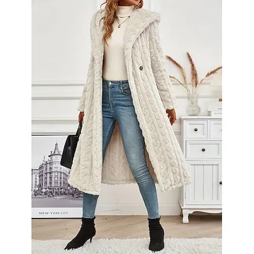 Women's Fleece Jacket Casual Jacket Hoodie Jacket Comfortable Breathable Zipper Pocket Casual Solid Color Vacation Street Casual Daily Wear Zipper Regular Hooded Regular Fit Long Sleeve Outerwear