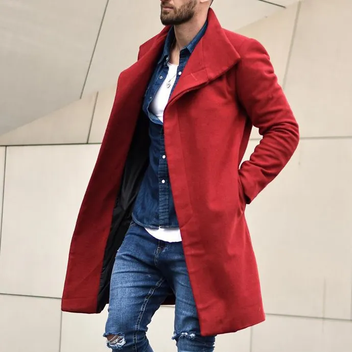 Casual Lapel Pure Color Single Breasted Overcoat