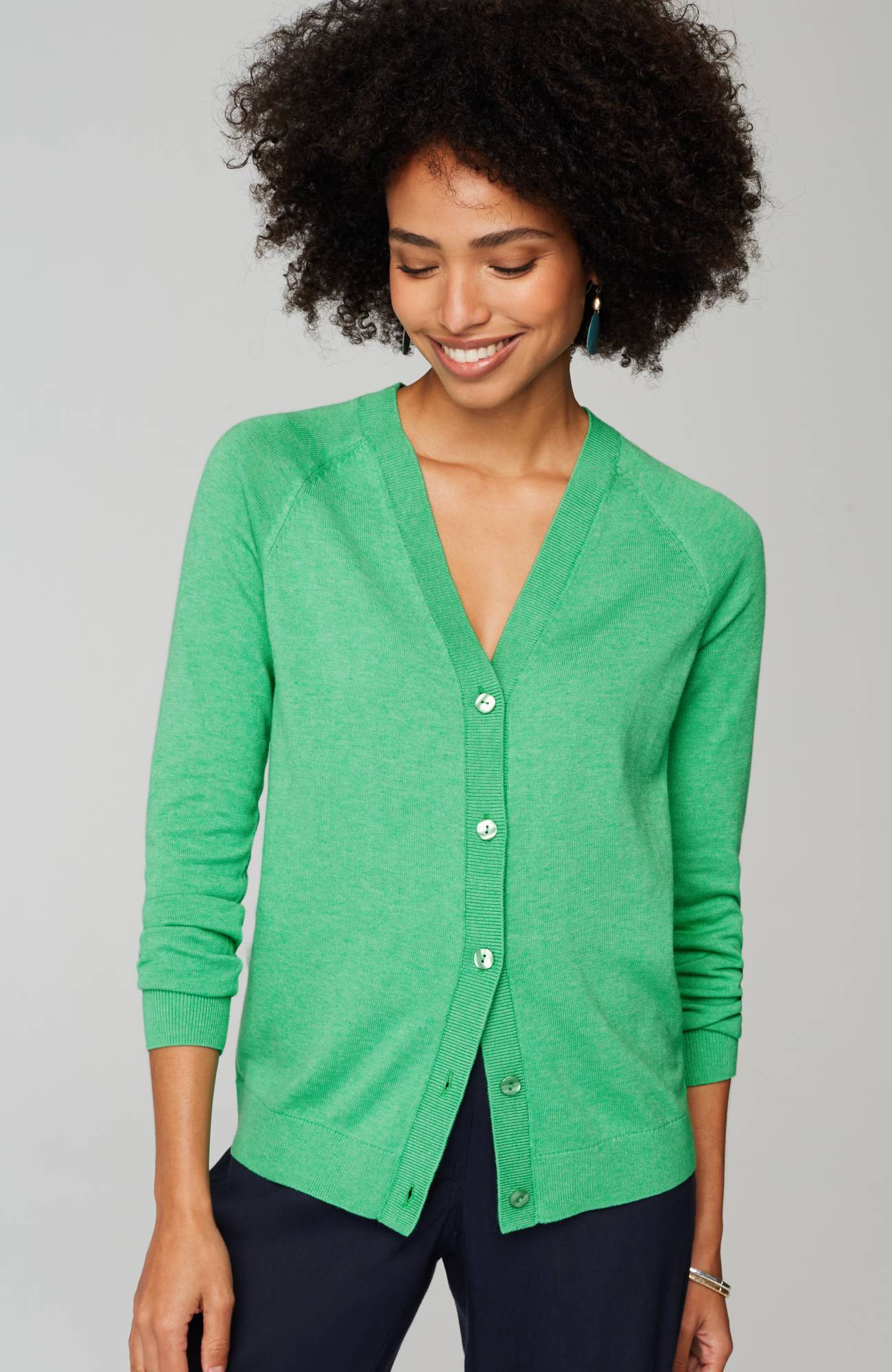 organically grown cotton v-neck cardi