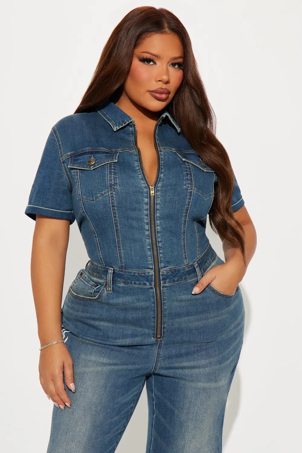 Ed Hardy NYC Denim Jumpsuit - Medium Wash