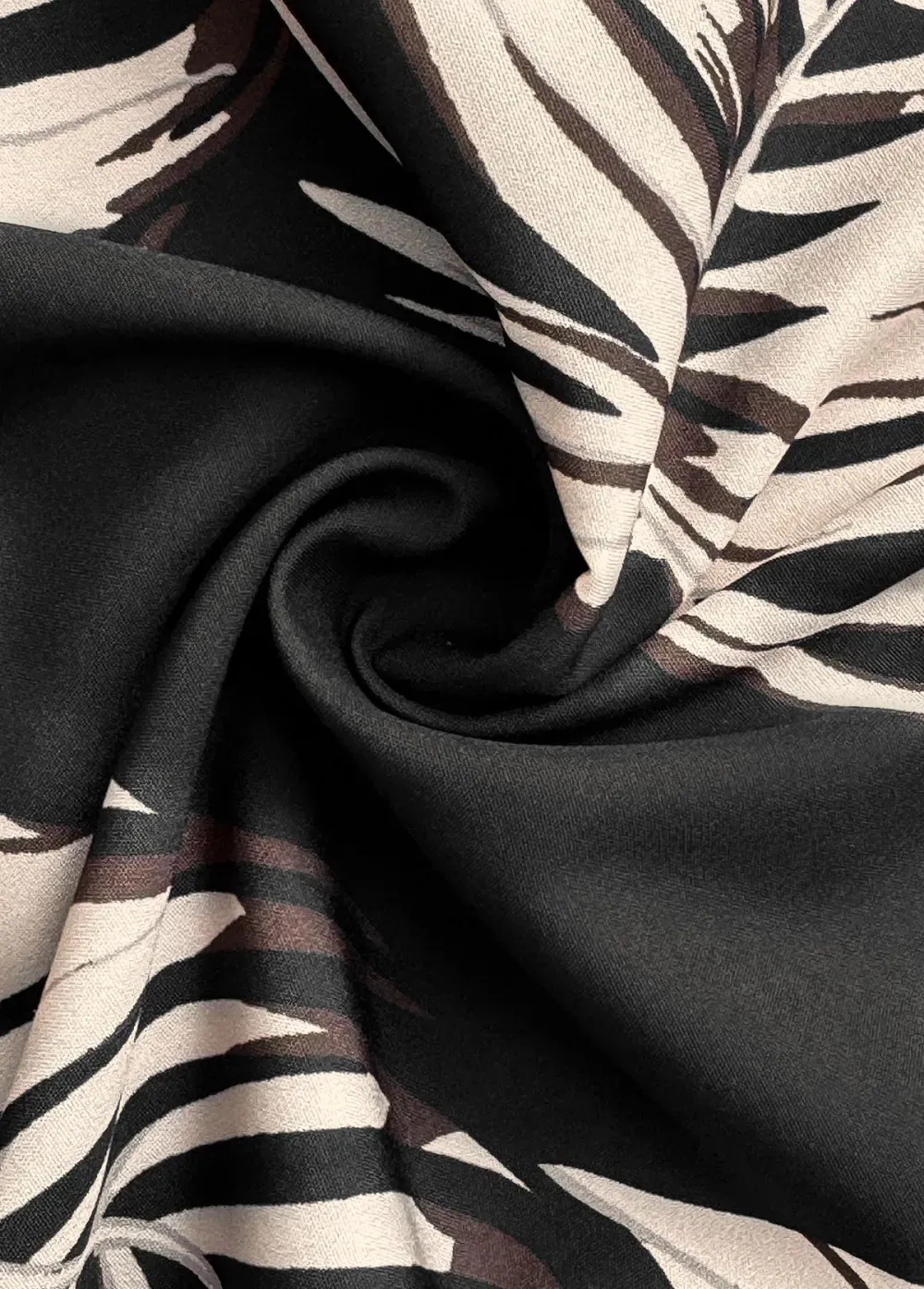 Black Pocket Leaf Print Wide Leg Elastic Waist Pants