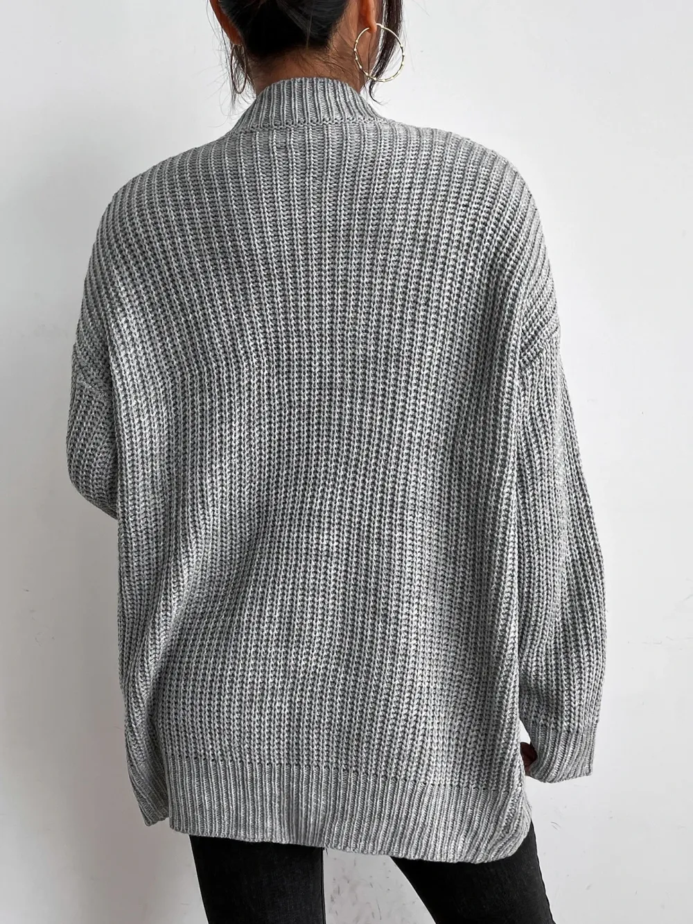 Frenchy Solid Dual Pockets Ribbed Knit Cardigan