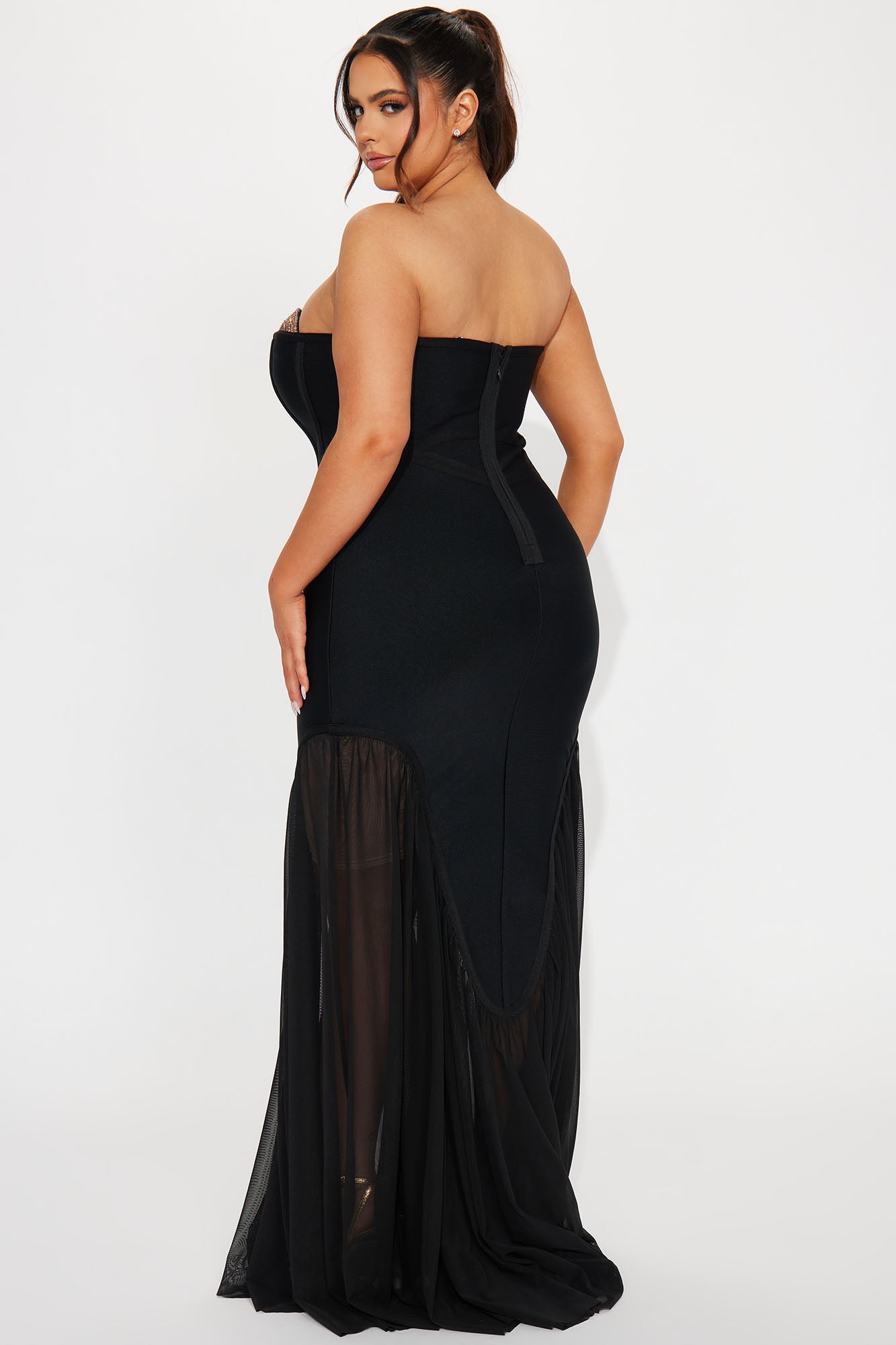 Gloria Bandage Embellished Gown - Black