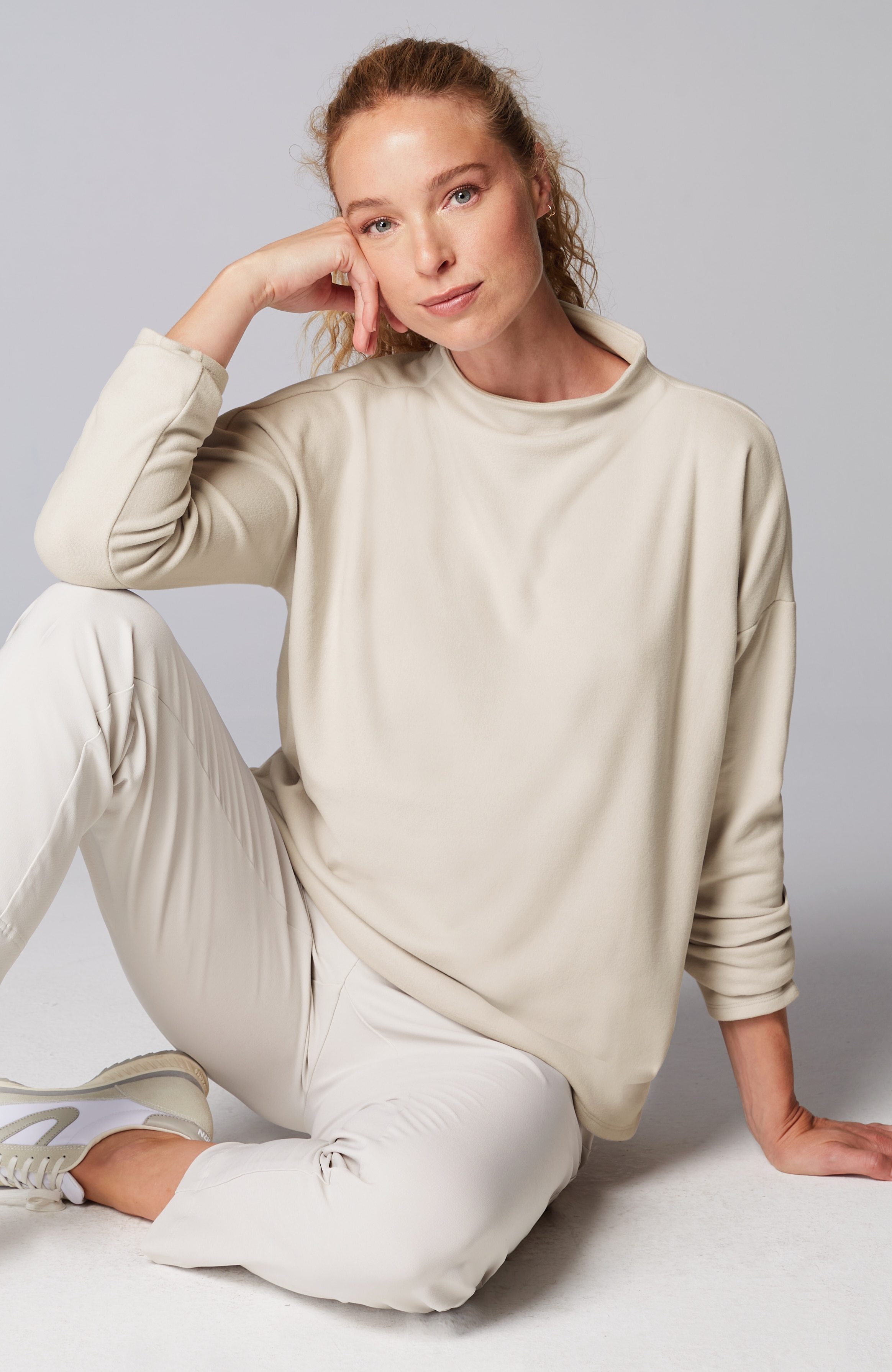 Fit Microfleece Funnel-Neck Top