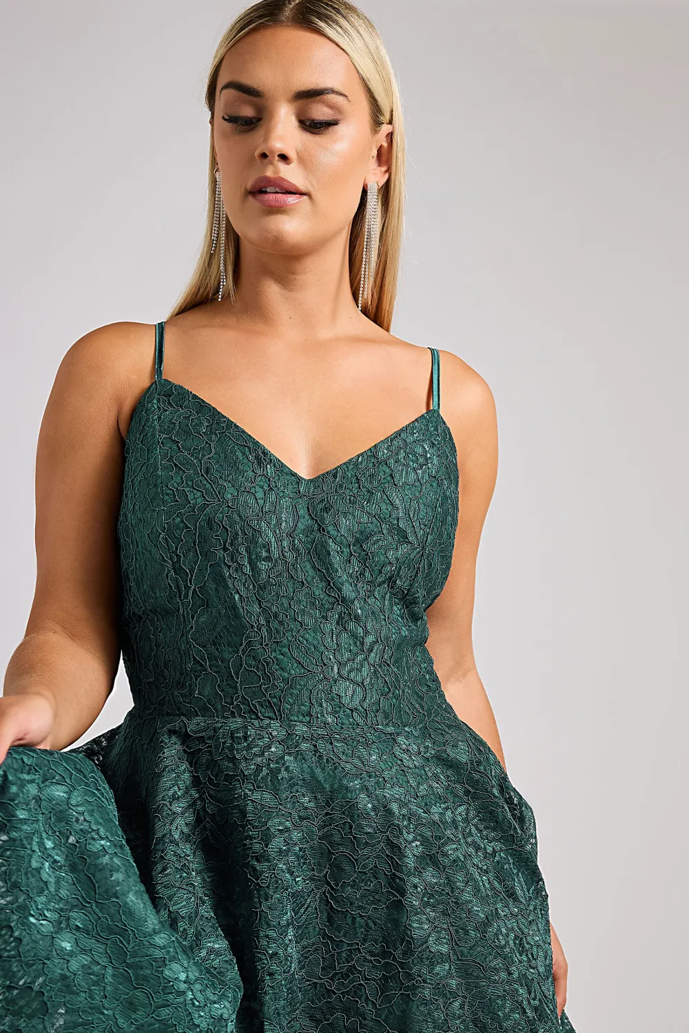 YOURS LONDON Curve Pink Lace Midi Prom Dress