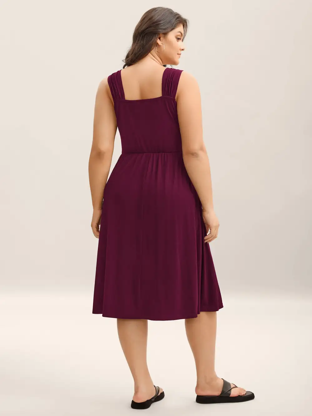 Crosswrap Bodice Pockets Midi Dress