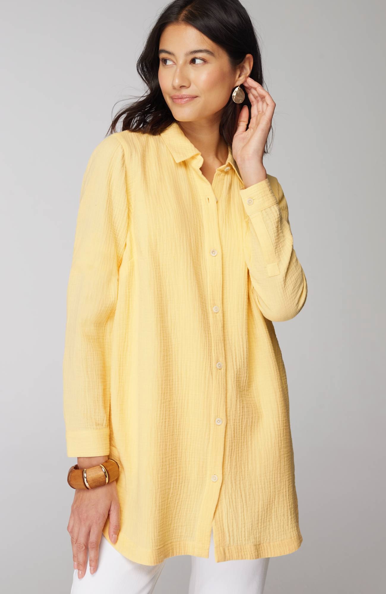 Cotton-Gauze Split-Hem Tunic