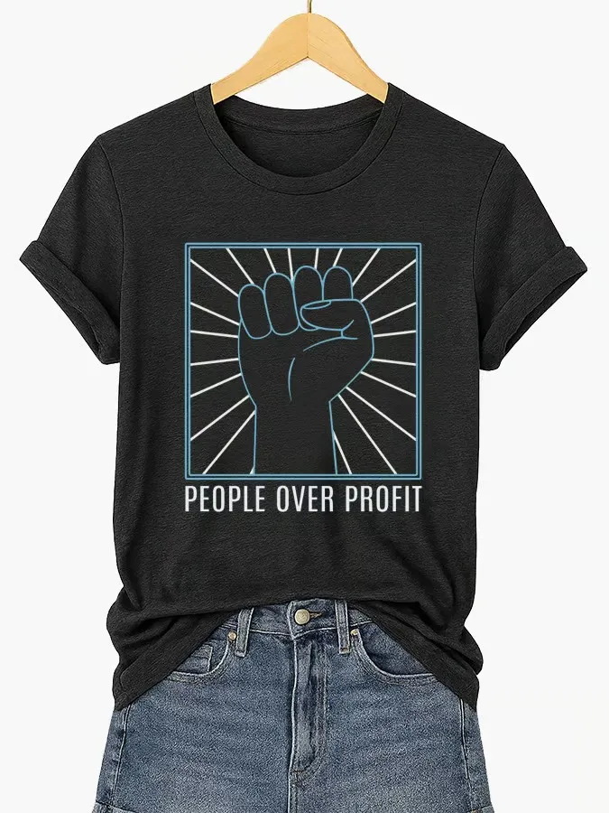 Women'S T-Shirt Women'S FDT “Power To The People” Print Casual T-Shirt