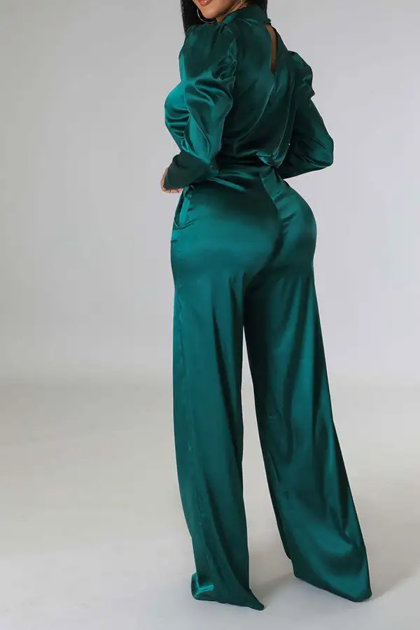  Luxe Puff Sleeve Pant Suit