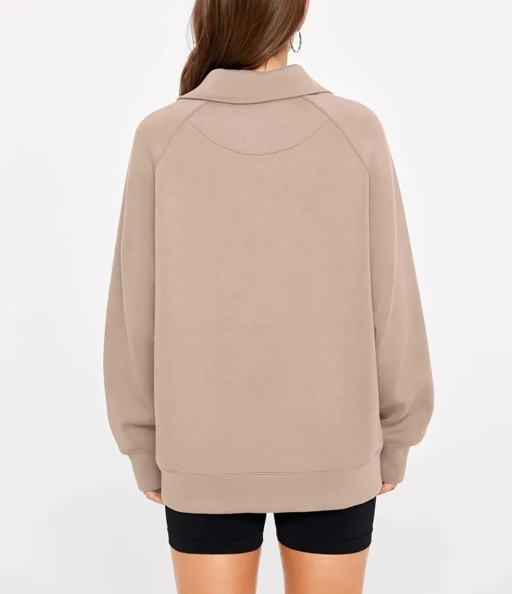 ✨Women's Half Zip Oversized Sweatshirt with Pockets