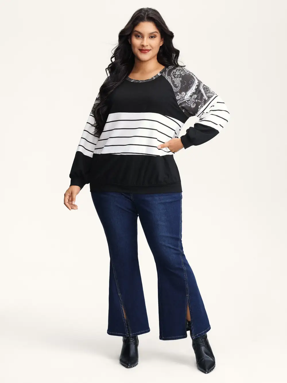 Supersoft Colorblock Paisley Print Sweatshirt