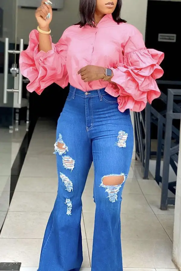  Stylish Tiered Sleeve Blouse