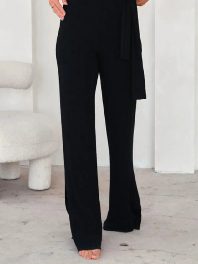 Women Casual Plain Autumn Micro-Elasticity Loose Standard Straight pants H-Line Regular Size Casual Pants（⚡Clearance Sale）
