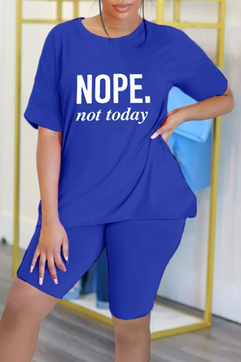 Letter Print Short Sleeve T-Shirt & Shorts Set