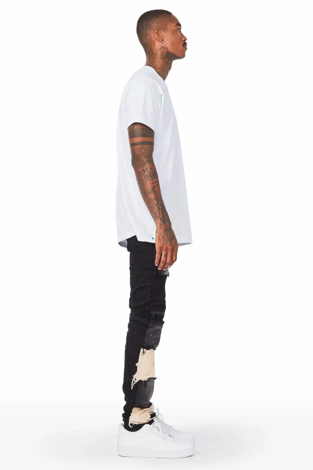 Edric Black Patchwork Biker Jean