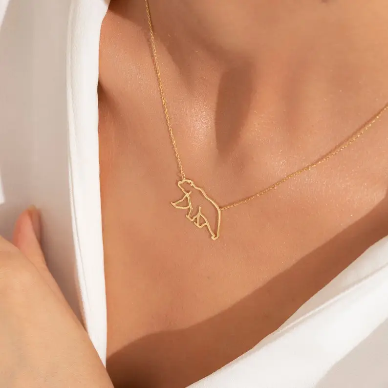 Gift For Mom | 14K Gold Bear Necklace, 14K Dainty Bear Pendant, Mama Bear Necklace, Bear Pendant, Expecting Mom Gift, New Mom Gift Jewelry
