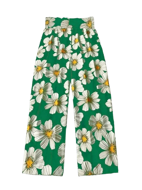 Women's Floral Tie-Waist Wide Leg Pants – Comfy & Casual for All Seasons