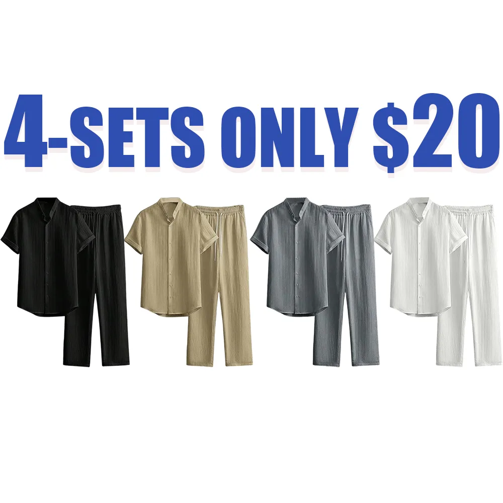 Men’s Maroon Shirt & Trousers Set – Short Sleeve Casual Outfit for Summer & Fall