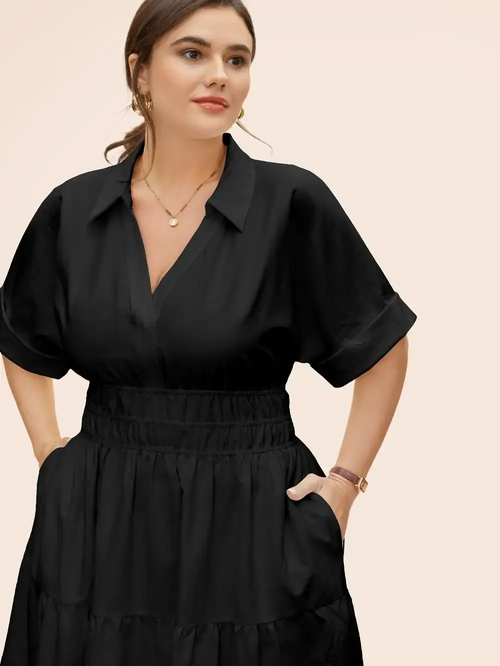 Midfield Tiered Midi Shirt Dress