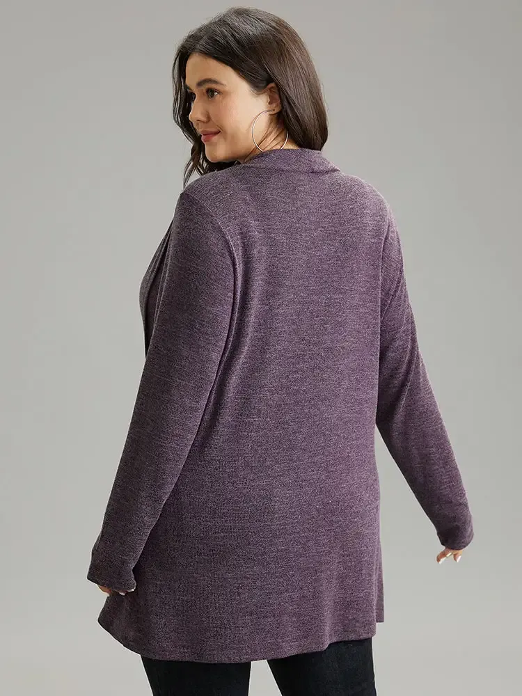 Plain Heather Cowl Neck Button Detail Sweatshirt