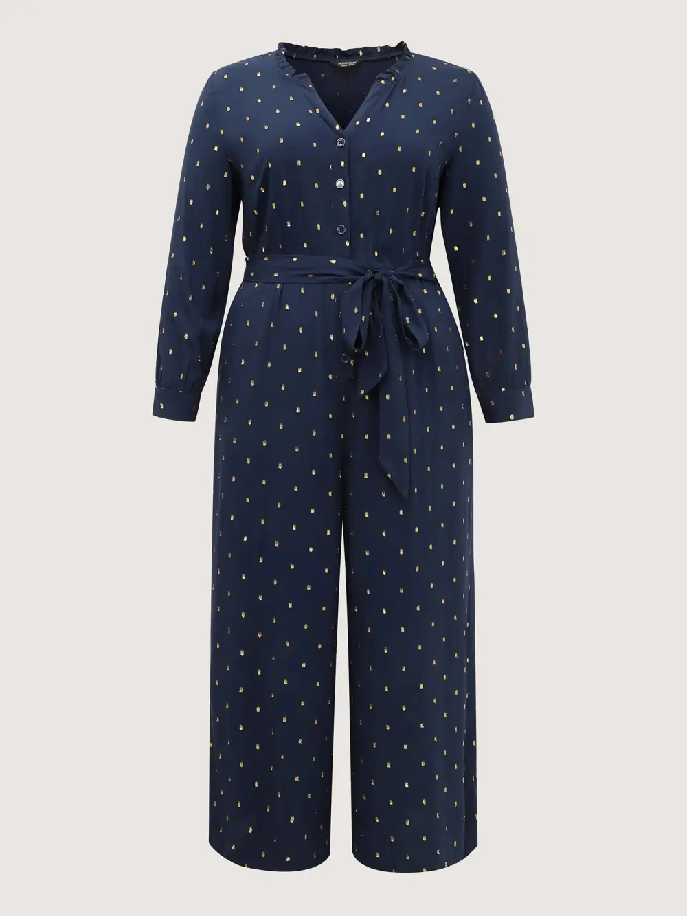 Supersoft Jacquard Dots Belted Jumpsuit