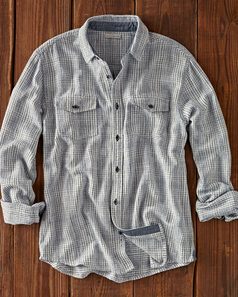 Men's Casual Transparent Plaid Shirt