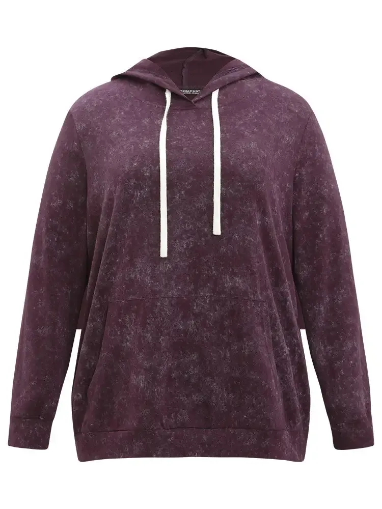 Hooded Ties Pocket Elastic Cuffs Sweatshirt