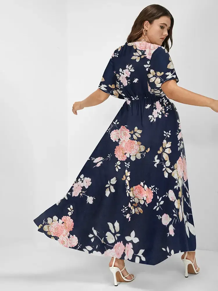 Bloom Dress - Flutter Sleeve Ditsy Floral Pocket Split Maxi Dress