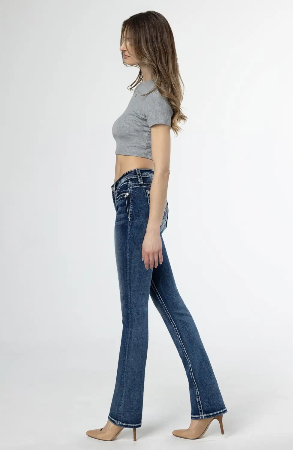 Floral Feathers Bootcut Jeans