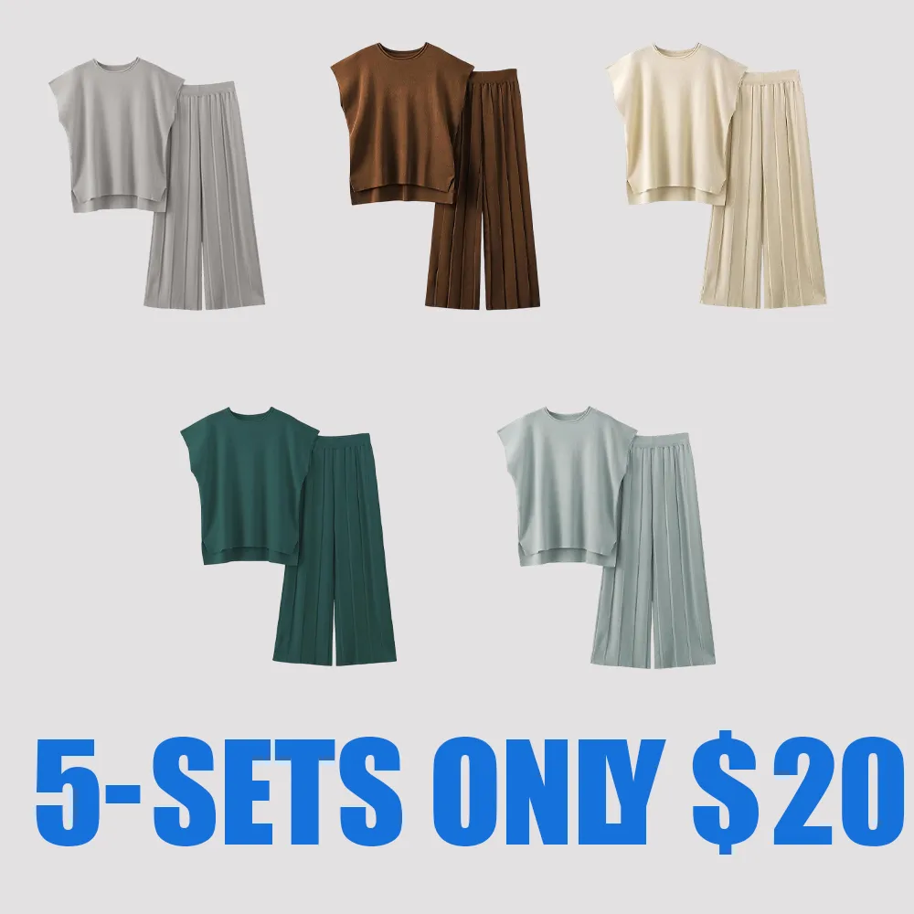 Women's Lounge Set – Soft Knit Vest Top and Matching Pants, 2 Piece Sweater Outfit for Relaxed Everyday Style