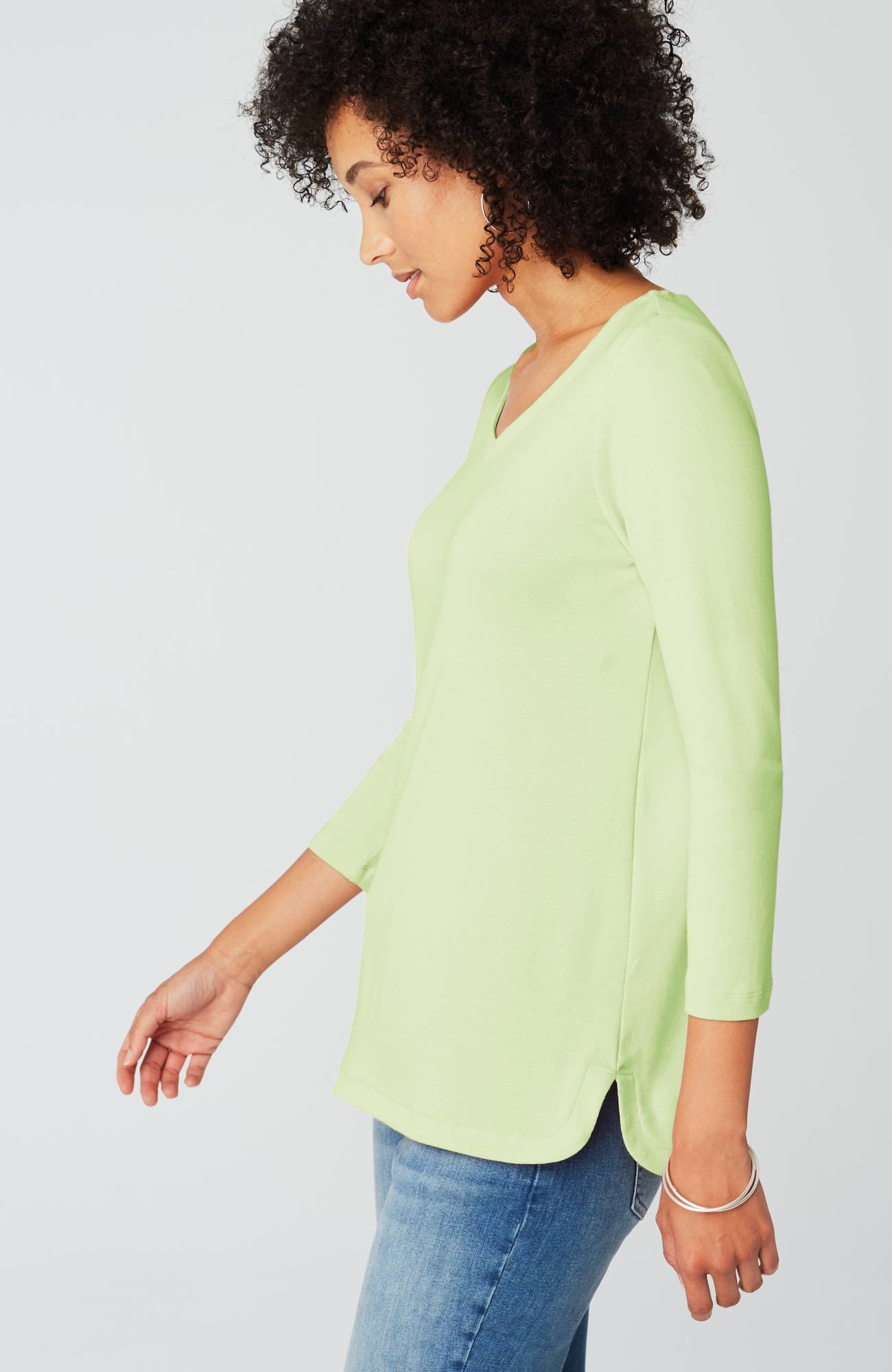 pima 3/4-sleeve v-neck tee
