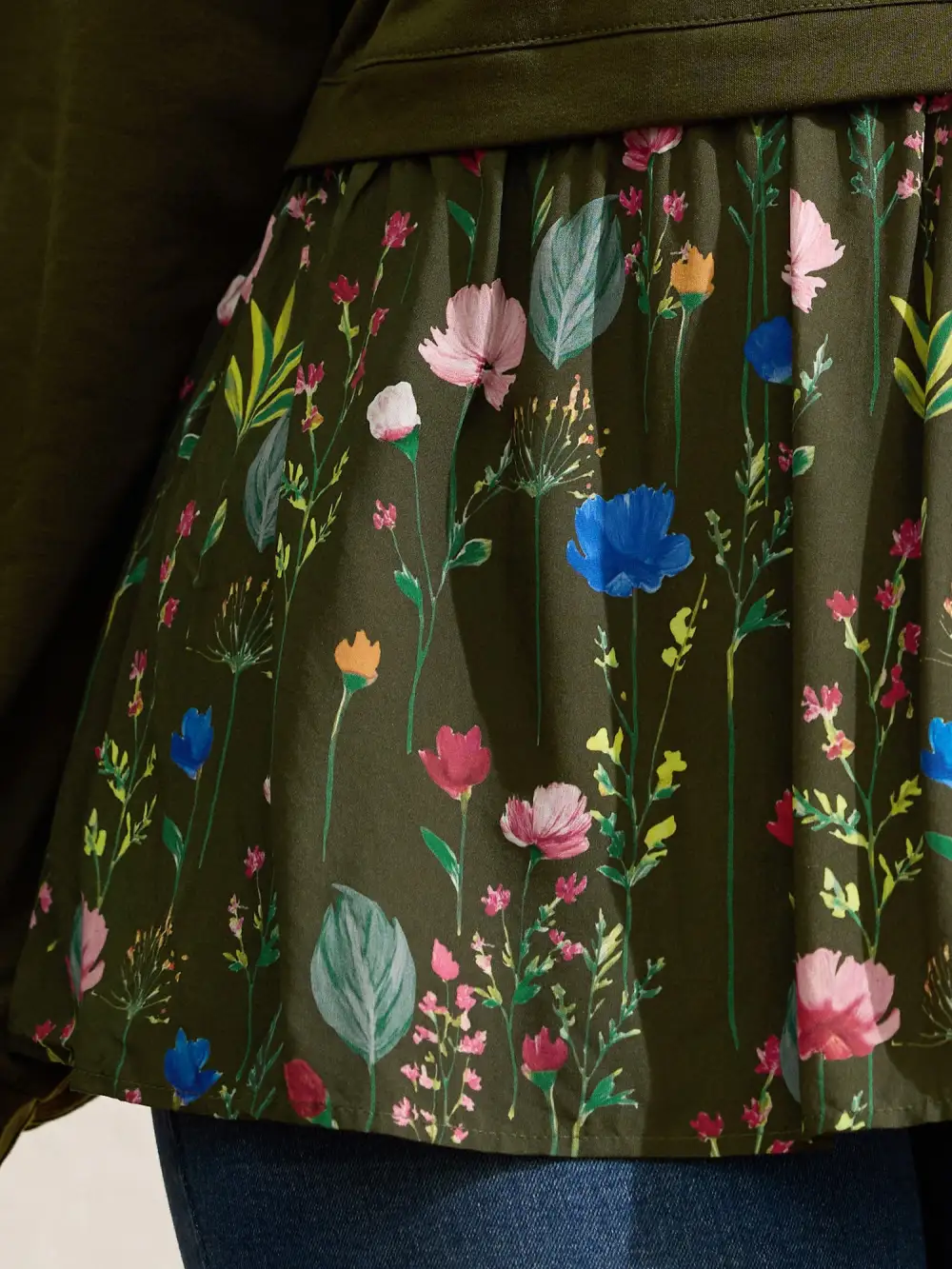 Rayon Floral Print Contrast Sweatshirt