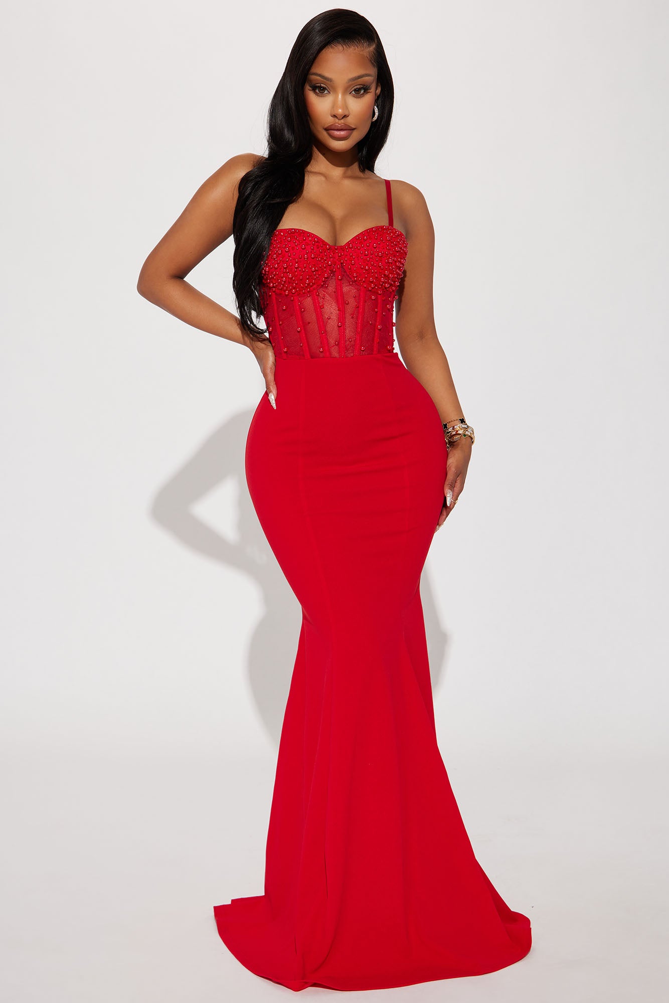 Bella Embellished Gown - Red