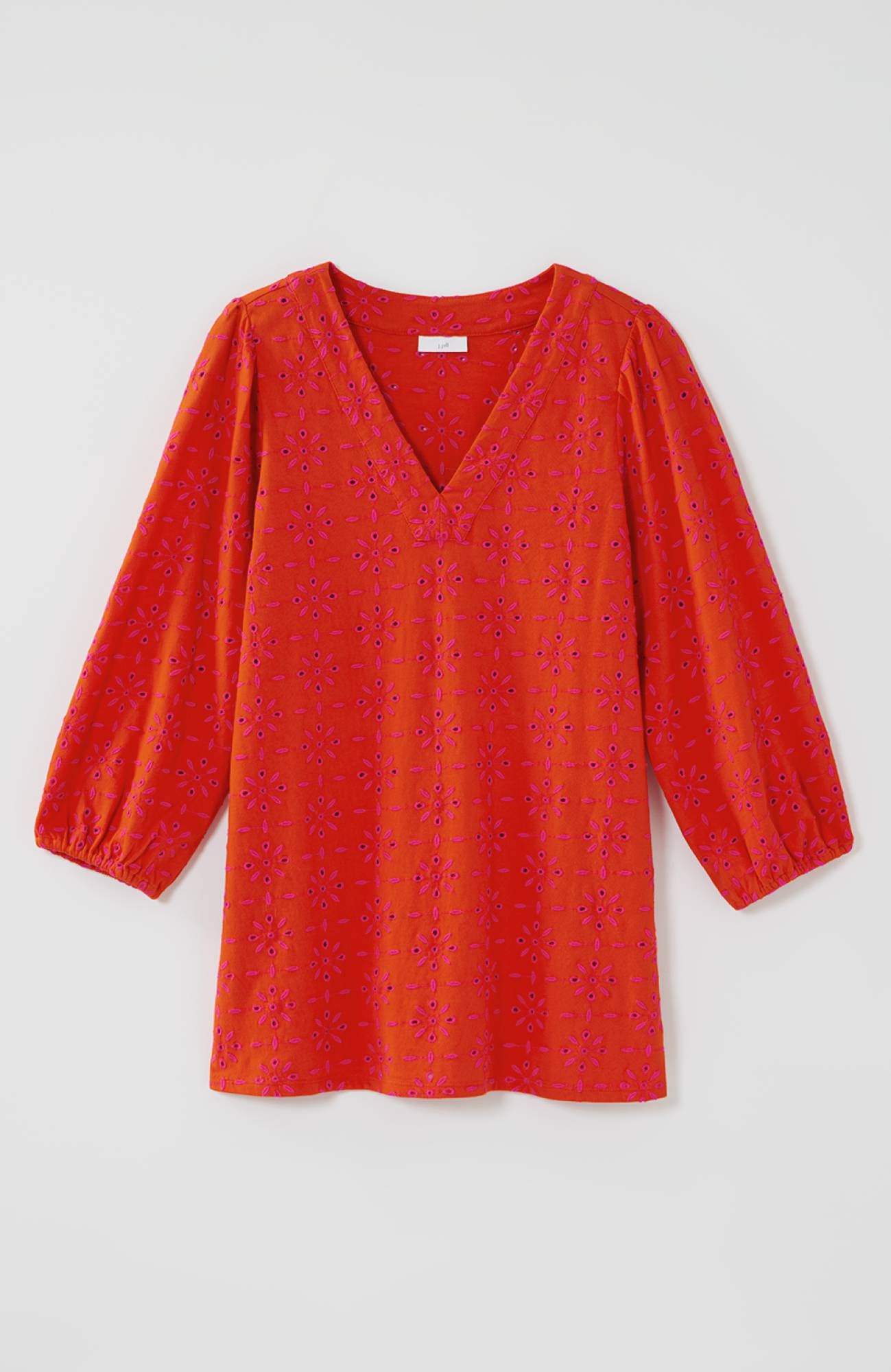 Contrasting-Eyelet Tunic