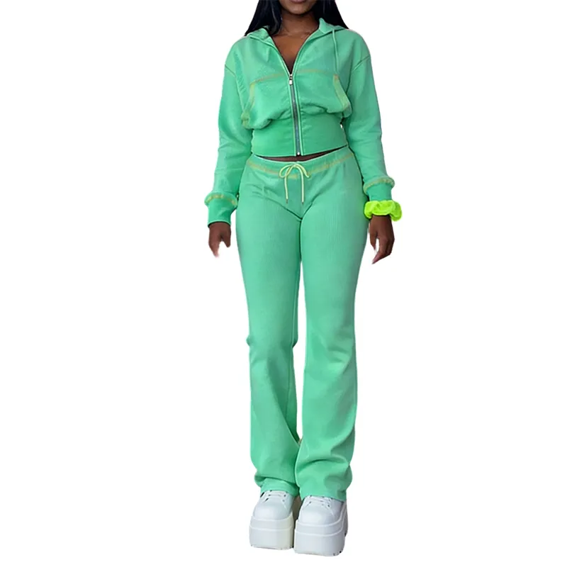 Women's Solid Waffle Knit Two-piece Set