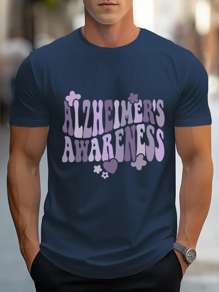 Alzheimer's  Awareness Men's Round Print T-Shirt