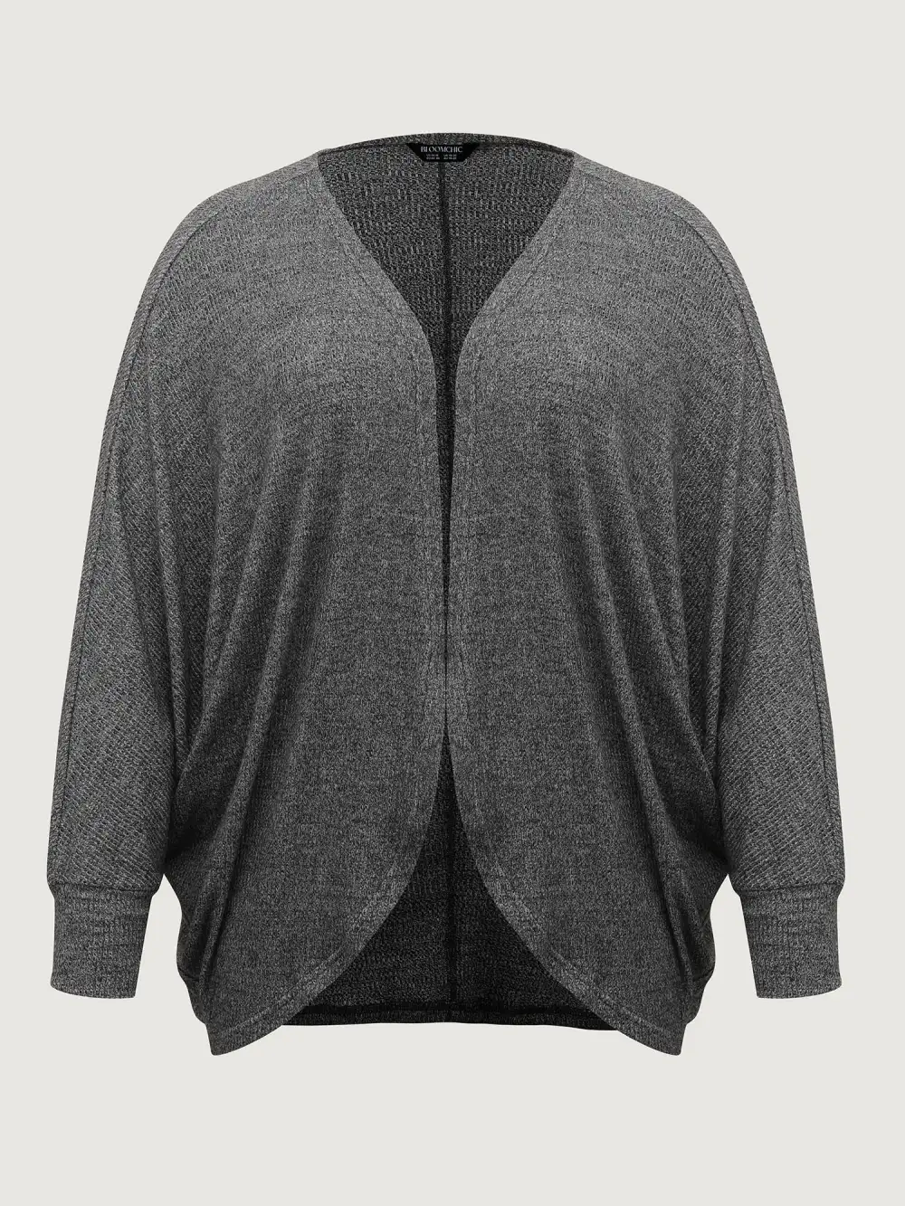 Stretchy Curvy Hem Open-Front Cardigan