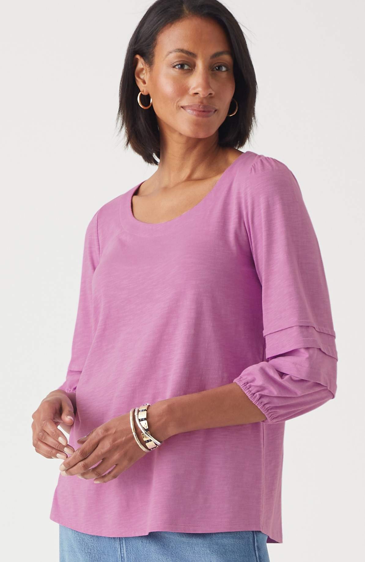 Pleated-Sleeve Tee