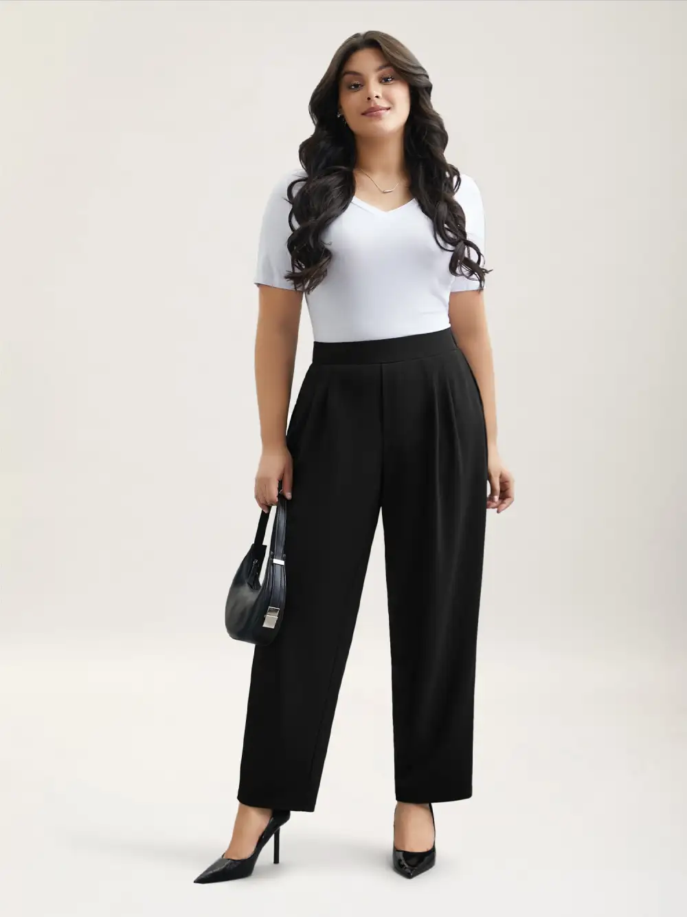 Stretchy-Waist Straight Leg Pants