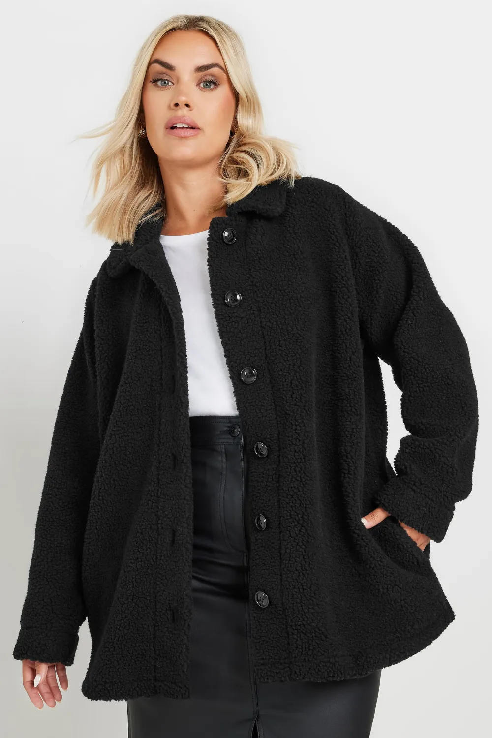 YOURS Curve Black Teddy Fleece Jacket
