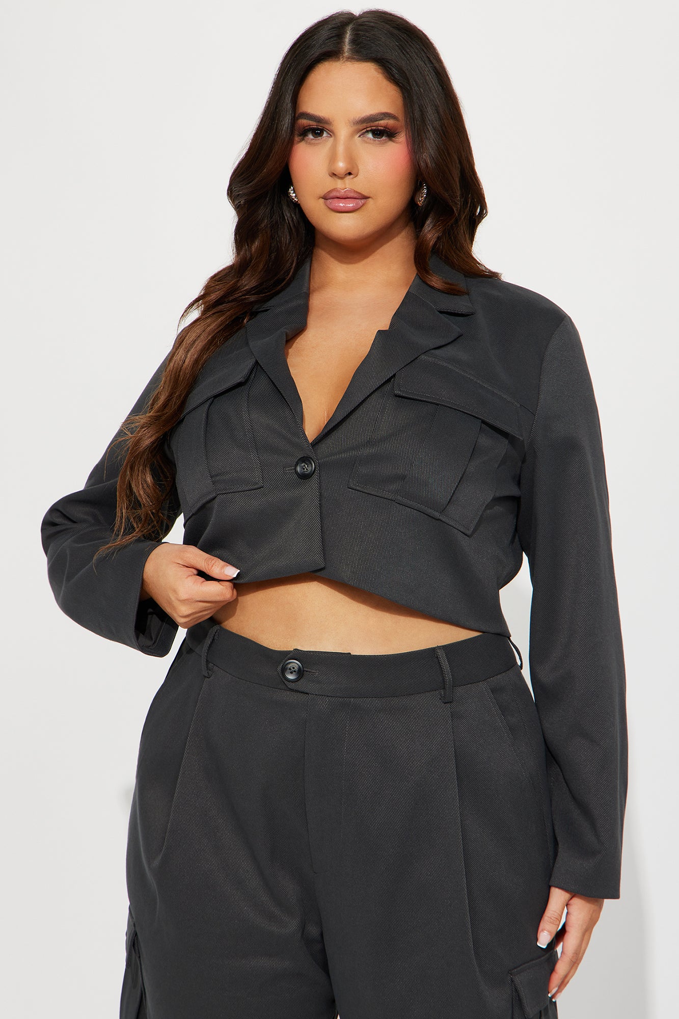 Guilt Trip Cargo Pant Set - Charcoal